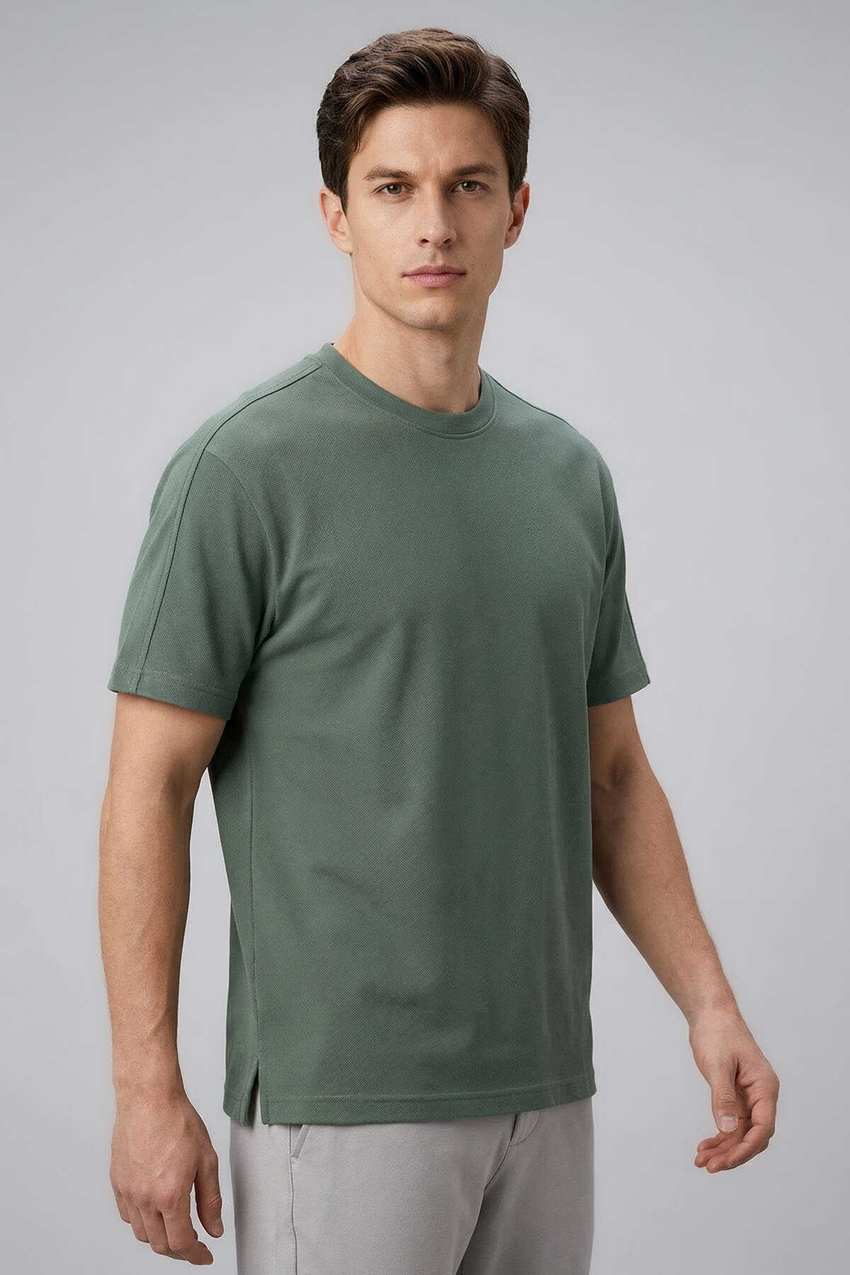 Açık Yeşil Rahat Form Esnek Nefes Alabilir Erkek T-Shirt - 88495 - TOMMYLIFE