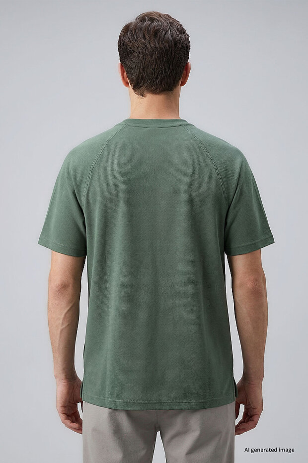 Açık Yeşil Rahat Form Esnek Nefes Alabilir Erkek T-Shirt - 88495 - 3