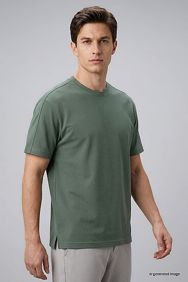Açık Yeşil Rahat Form Esnek Nefes Alabilir Erkek T-Shirt - 88495 