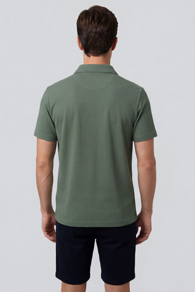 Açık Yeşil Rahat Form Yumuşak Dokulu Polo Yaka Erkek T-Shirt - 88496 - 4