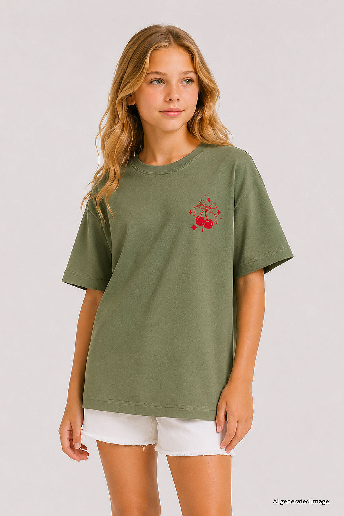 Kaktüs Oversize Kısa Kollu Baskılı Kız Çocuk T-Shirt - 75176 - TOMMYLIFE