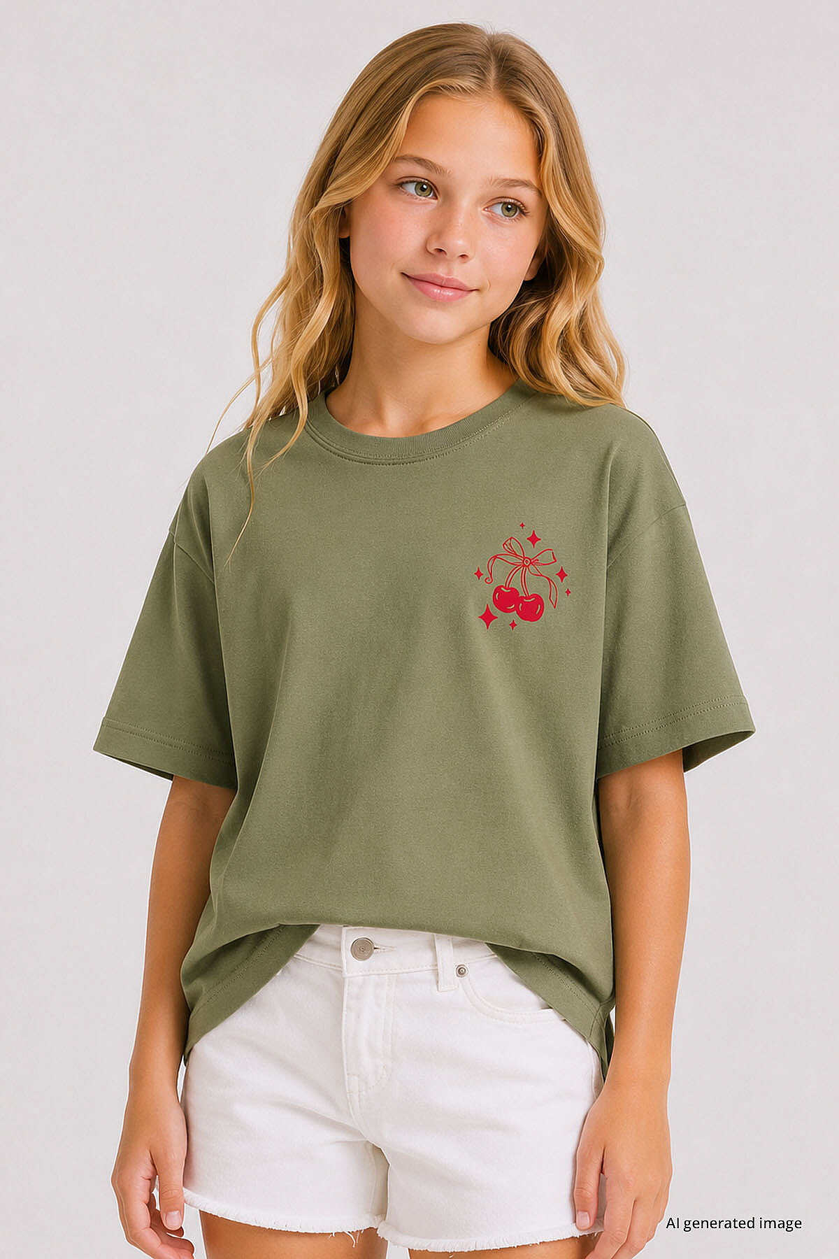 Kaktüs Oversize Kısa Kollu Baskılı Kız Çocuk T-Shirt - 75176 - TOMMYLIFE (1)