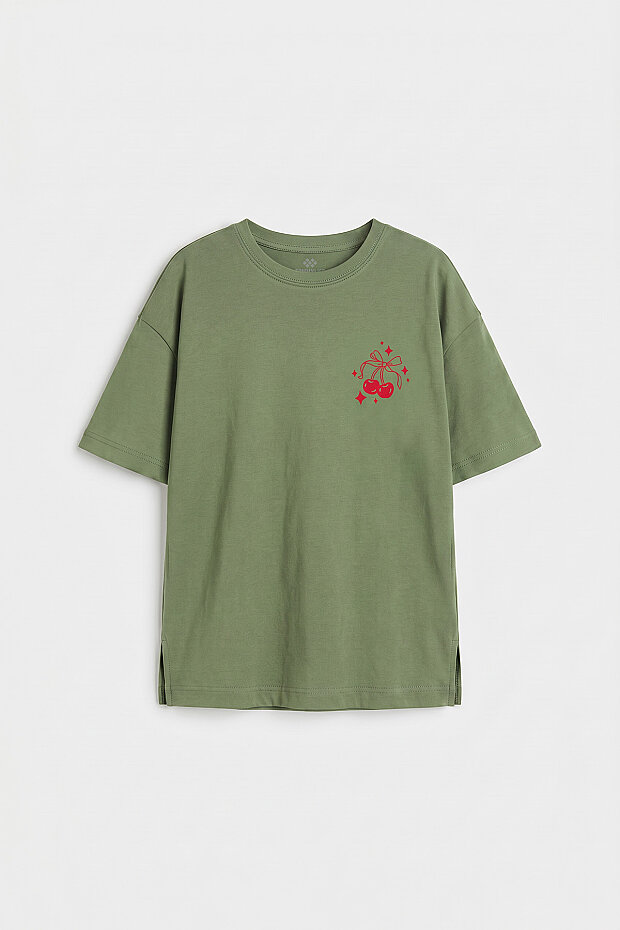 Kaktüs Rahat Form Kısa Kollu Baskılı Kız Çocuk T-Shirt - 75176 - 4