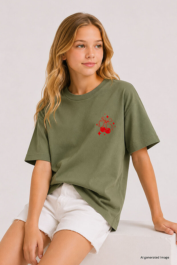 Kaktüs Rahat Form Kısa Kollu Baskılı Kız Çocuk T-Shirt - 75176 - 3