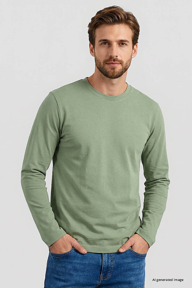 Kaktüs Standart Fit Basic O Yaka Uzun Kollu İnce Erkek T-Shirt - 87997 - 1