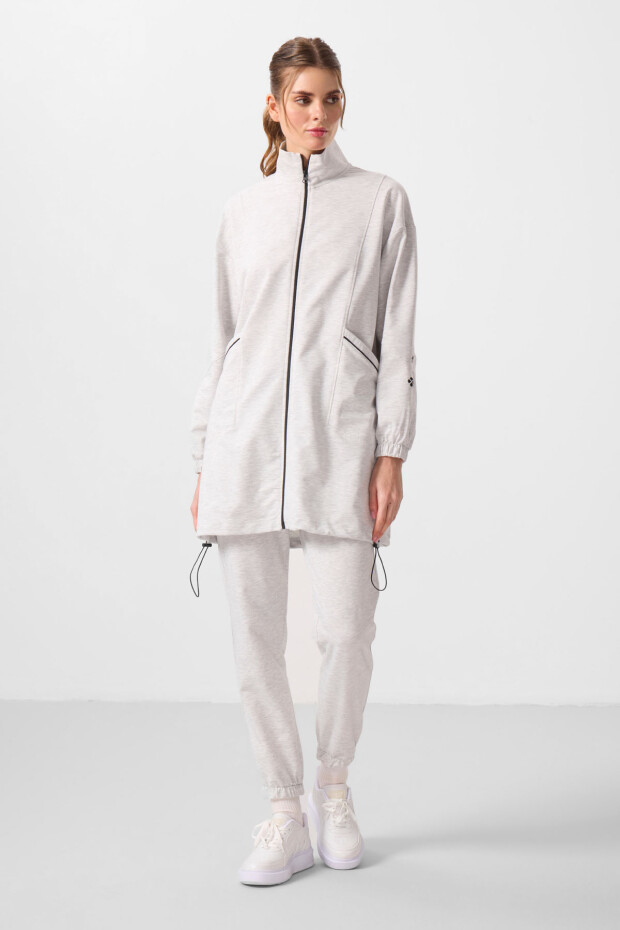 Kar Melanj Dik Yaka Fermuarlı Rahat Form Kadın Eşofman Tunik Takım - 95345 - 5