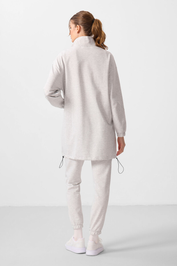 Kar Melanj Dik Yaka Fermuarlı Rahat Form Kadın Eşofman Tunik Takım - 95345 - 7