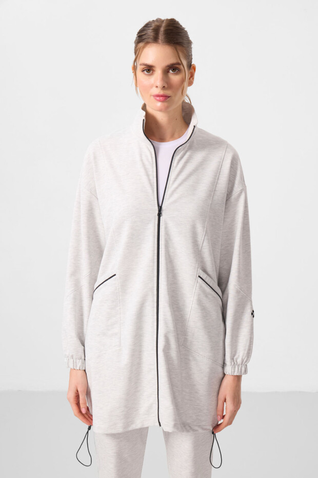 Kar Melanj Dik Yaka Fermuarlı Rahat Form Kadın Eşofman Tunik Takım - 95345 - 3