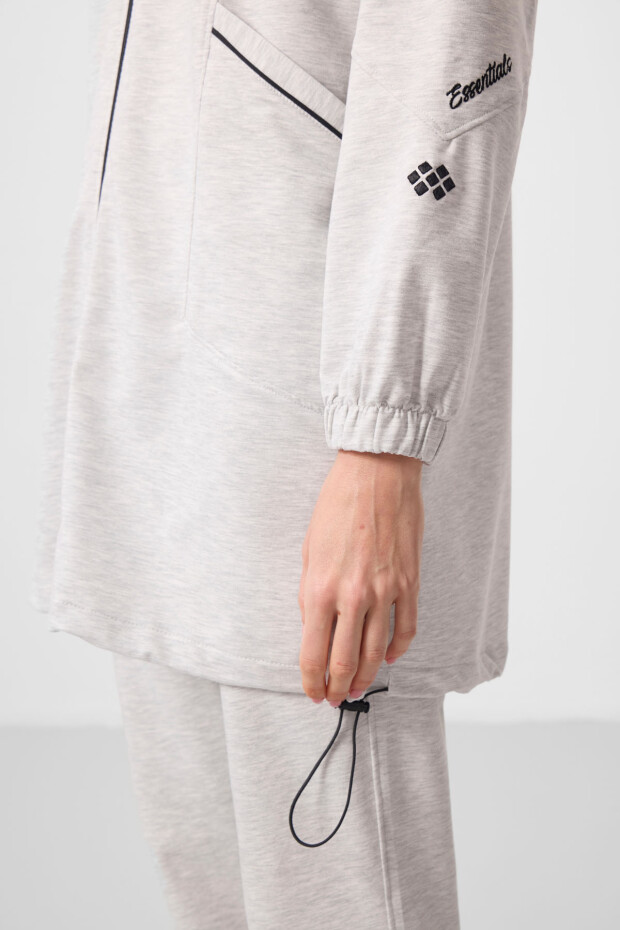 Kar Melanj Dik Yaka Fermuarlı Rahat Form Kadın Eşofman Tunik Takım - 95345 - 6