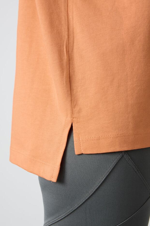 Kavun İçi Penye Modal Yumuşak Tuşeli Oversize Fit Basic Kadın T-Shirt- 97285 - 3