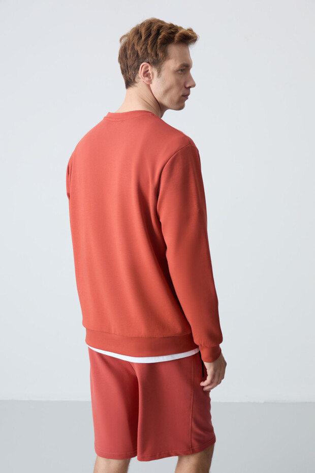 Kiremit Basic O Yaka Rahat Form Erkek Sweatshirt - 88053 - 6