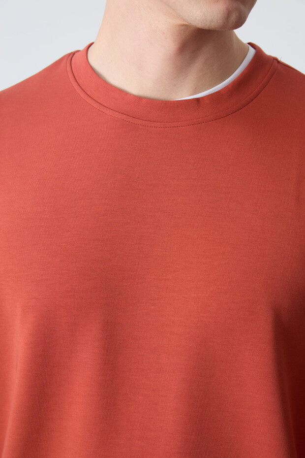 Kiremit Basic O Yaka Rahat Form Erkek Sweatshirt - 88053 - 4