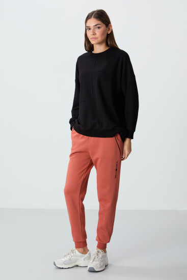 Kiremit Kompakt Pamuklu Kalın Pürüzsüz Dokulu Standart Fit Kadın Eşofman Altı - 94660 