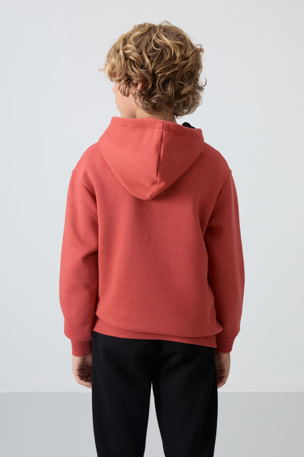 Kiremit Pamuklu Kalın İçi Tüylü Yumuşak Dokulu Standart Fit Baskılı Erkek Çocuk Sweatshirt - 11239 - 5