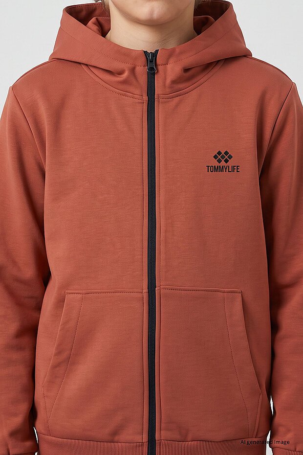 Kiremit Standart Kalıp Basic Erkek Çocuk Sweatshirt - 11336 - 5