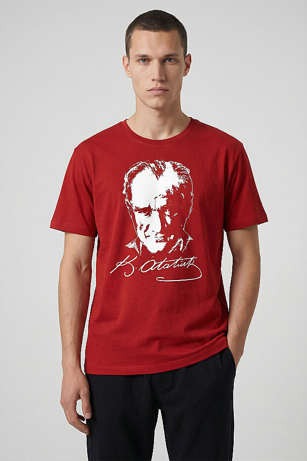 Kırmızı Ay Yıldız Baskılı Unisex T-Shirt - 88510 - 4