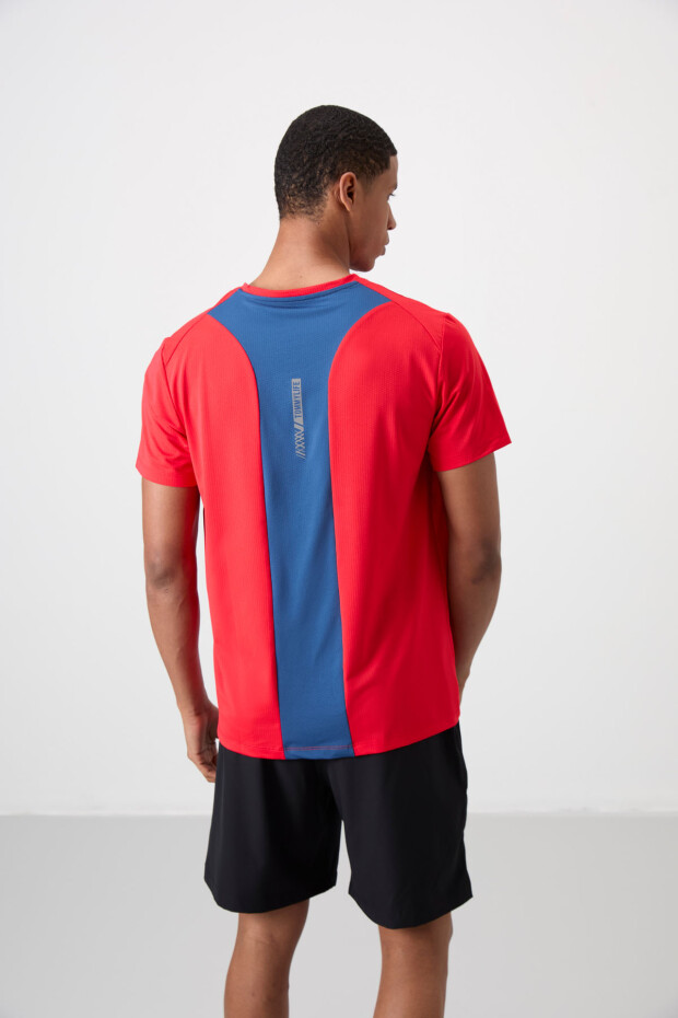 Kırmızı Nefes Alan Dokulu İnce Esnek Standart Fit Erkek Performans T-Shirt - 88387 - 5