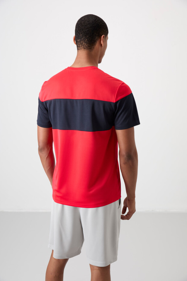 Kırmızı Nefes Alan Dokulu İnce Esnek Standart Fit Erkek Performans T-Shirt - 88396 - 6