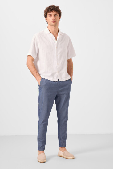 Kot Lacivert Standart Fit Dokuma Hafif Esnek Chino Erkek Pantolon - 82178 - Thumbnail