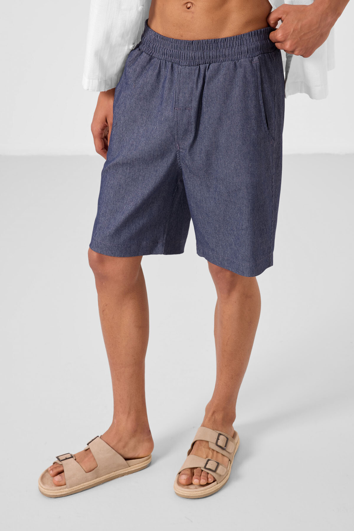 Kot Lacivert Standart Fit Dokuma Hafif Esnek Chino Erkek Şort - 81289 - TOMMYLIFE (1)