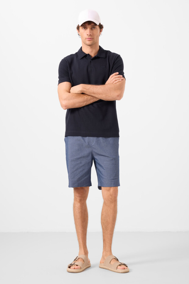 Kot Lacivert Standart Fit Dokuma Hafif Esnek Chino Erkek Şort - 81291