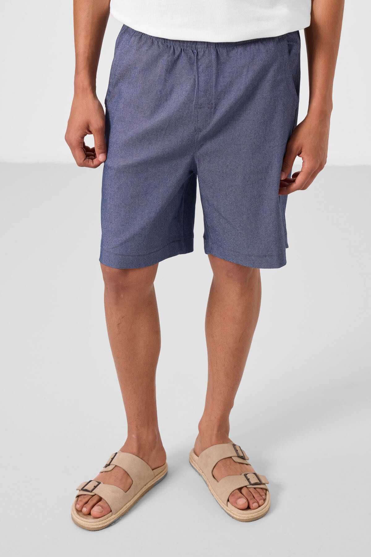 Kot Lacivert Standart Fit Dokuma Hafif Esnek Chino Erkek Şort - 81293 - TOMMYLIFE (1)