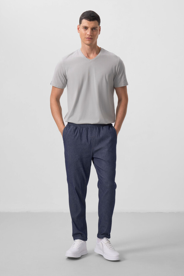 Kot Lacivert Standart Fit Dokuma Hafif Esnek Chino Erkek Pantolon - 82175 - 1