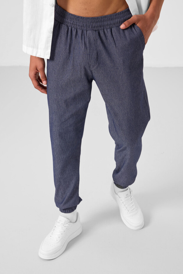Kot Lacivert Standart Fit Dokuma Hafif Esnek Chino Erkek Pantolon - 82176 - 4