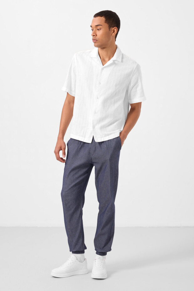 Kot Lacivert Standart Fit Dokuma Hafif Esnek Chino Erkek Pantolon - 82176 - 5