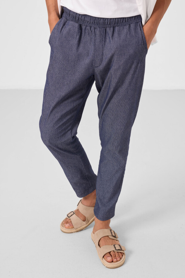 Kot Lacivert Standart Fit Dokuma Hafif Esnek Chino Erkek Pantolon - 82177 - 2