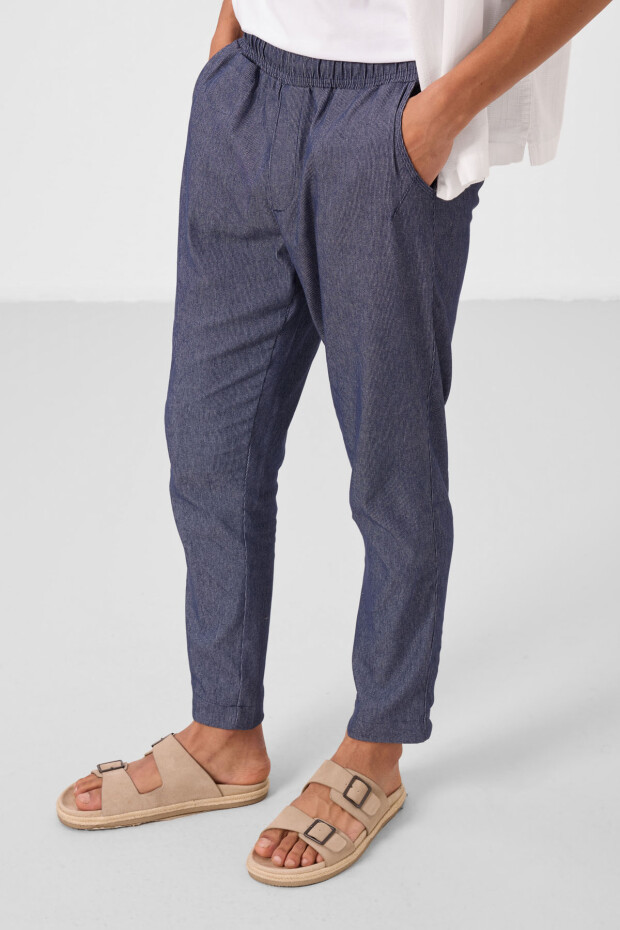 Kot Lacivert Standart Fit Dokuma Hafif Esnek Chino Erkek Pantolon - 82177 - 6