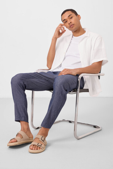 Kot Lacivert Standart Fit Dokuma Hafif Esnek Chino Erkek Pantolon - 82177 