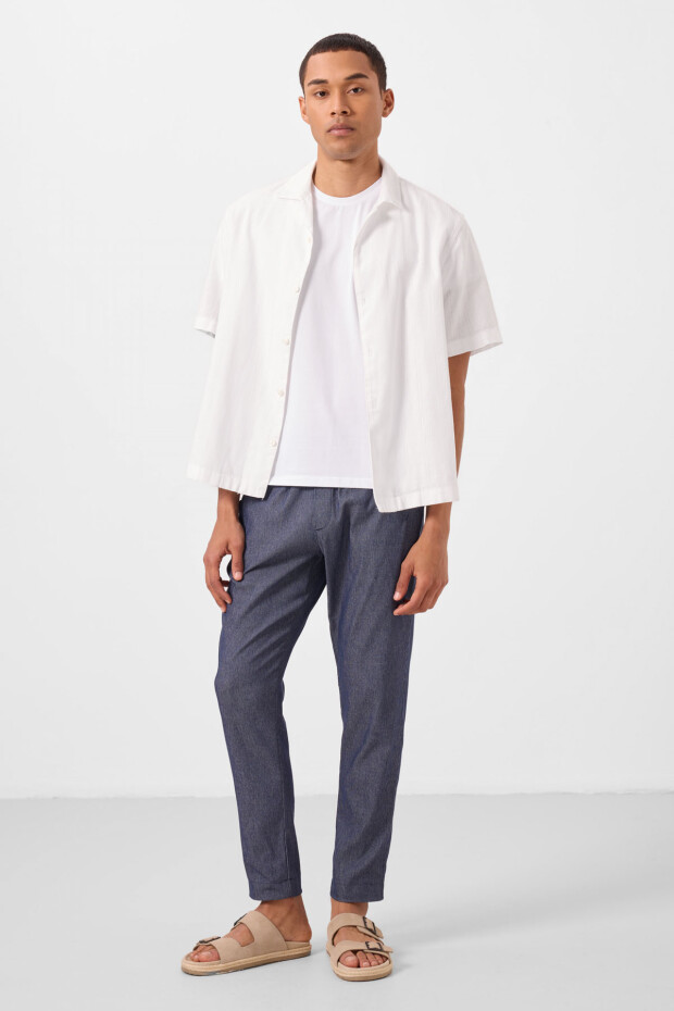 Kot Lacivert Standart Fit Dokuma Hafif Esnek Chino Erkek Pantolon - 82177 - 4