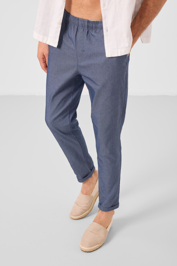 Kot Lacivert Standart Fit Dokuma Hafif Esnek Chino Erkek Pantolon - 82178 - 5