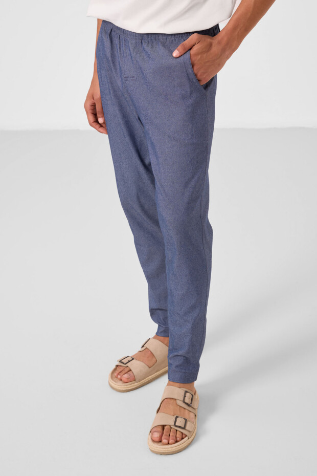 Kot Lacivert Standart Fit Dokuma Hafif Esnek Chino Erkek Pantolon - 82180 - 4