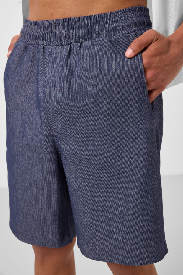 Kot Lacivert Standart Fit Dokuma Hafif Esnek Chino Erkek Şort - 81289 - 5