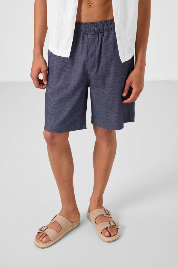 Kot Lacivert Standart Fit Dokuma Hafif Esnek Chino Erkek Şort - 81289 - 6
