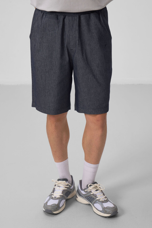 Kot Lacivert Standart Fit Dokuma Hafif Esnek Chino Erkek Şort - 81290 - 5
