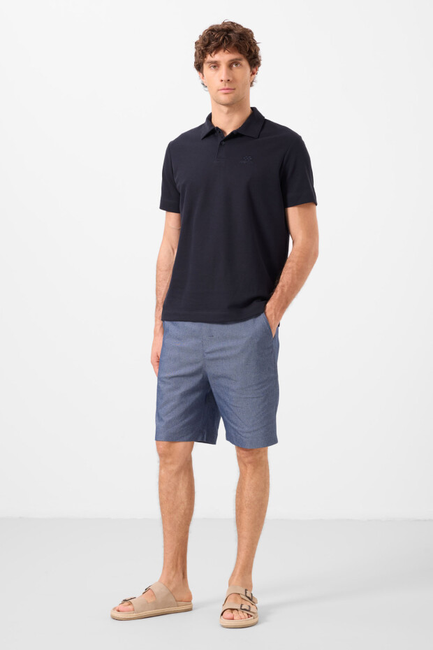 Kot Lacivert Standart Fit Dokuma Hafif Esnek Chino Erkek Şort - 81291 - 4