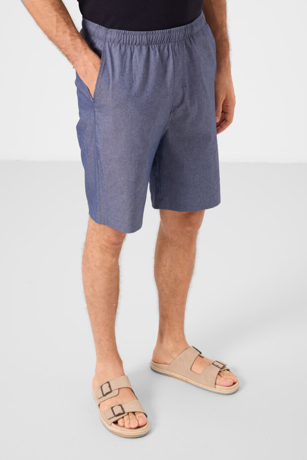 Kot Lacivert Standart Fit Dokuma Hafif Esnek Chino Erkek Şort - 81291 - 5