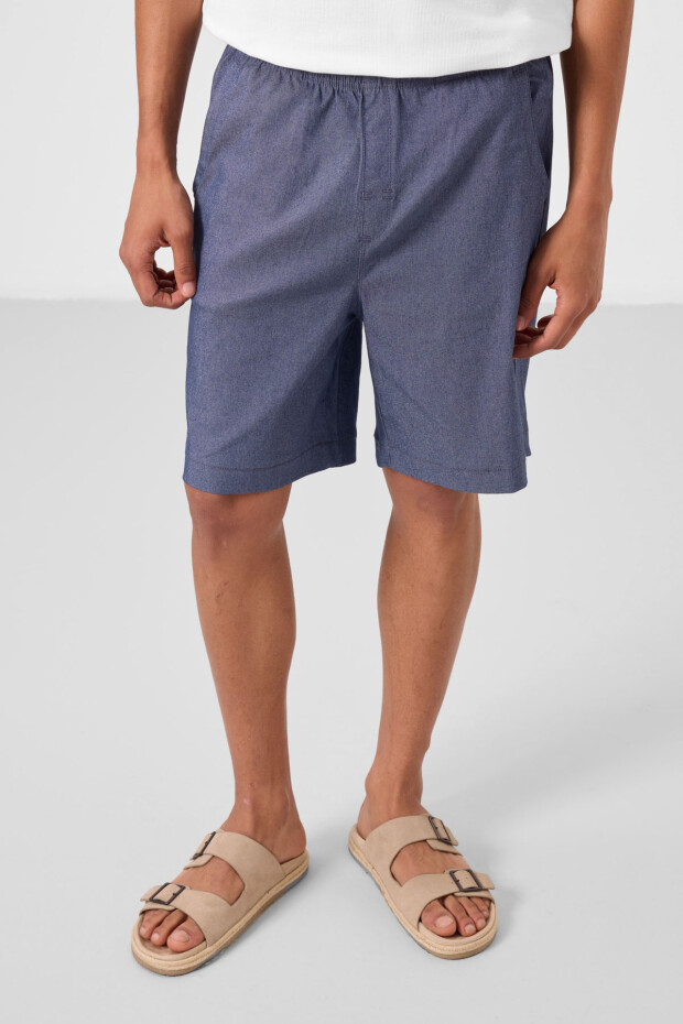 Kot Lacivert Standart Fit Dokuma Hafif Esnek Chino Erkek Şort - 81293 - 2