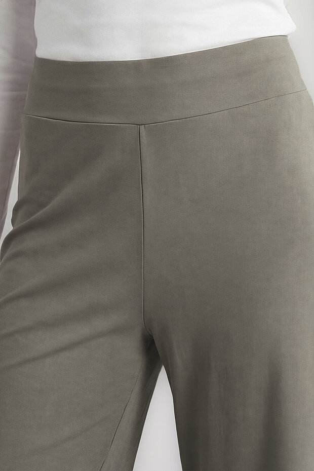 Koyu Bej Comfort Fit Geniş Paça Korsajlı Palazzo Kadın Pantolon - 94681 - 3