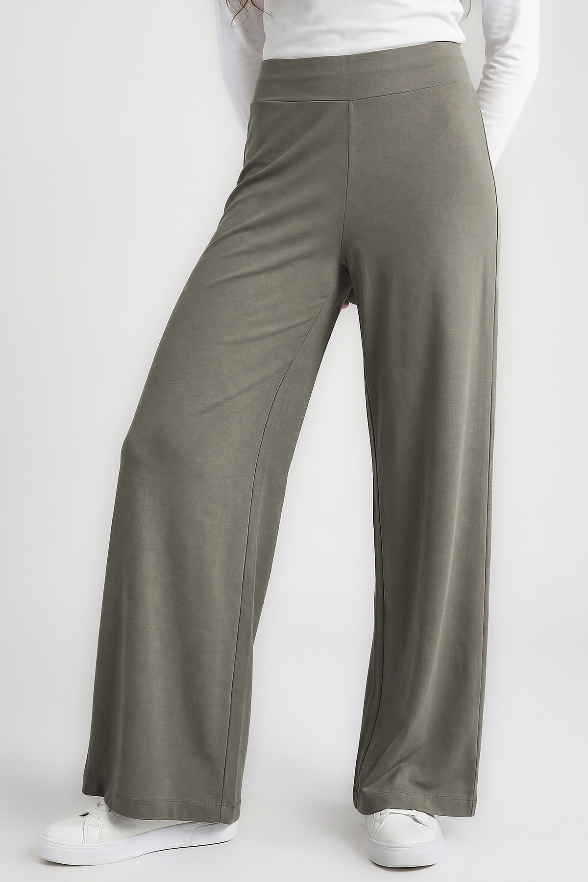 Koyu Bej Comfort Fit Geniş Paça Korsajlı Palazzo Kadın Pantolon - 94681 - TOMMYLIFE (1)