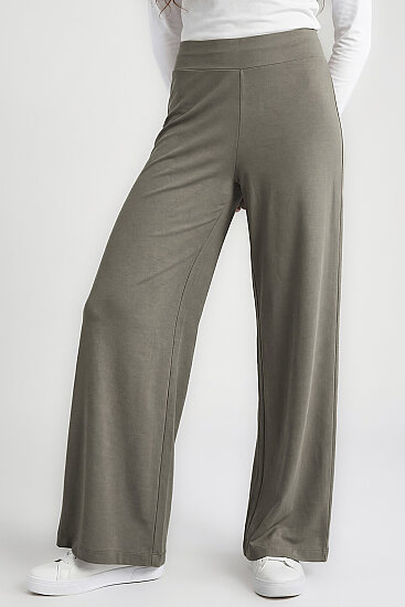 Koyu Bej Comfort Fit Geniş Paça Korsajlı Palazzo Kadın Pantolon - 94681 - TOMMYLIFE (1)