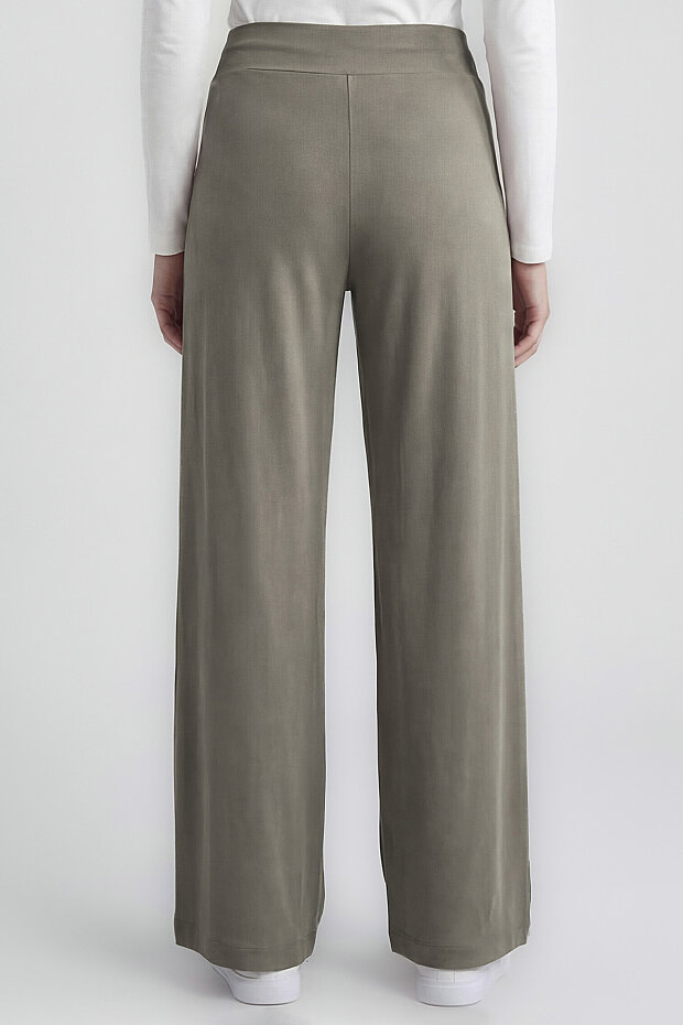 Koyu Bej Comfort Fit Geniş Paça Korsajlı Palazzo Kadın Pantolon - 94681 - 5
