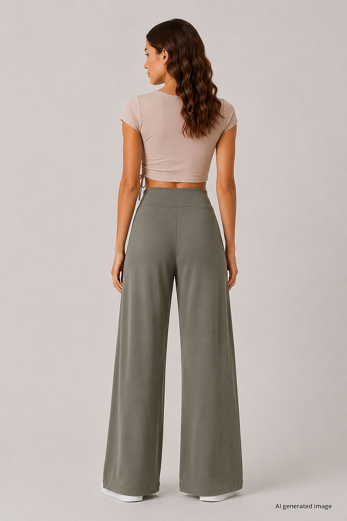 Koyu Bej Comfort Fit Geniş Paça Korsajlı Palazzo Kadın Pantolon - 94681 - TOMMYLIFE (1)