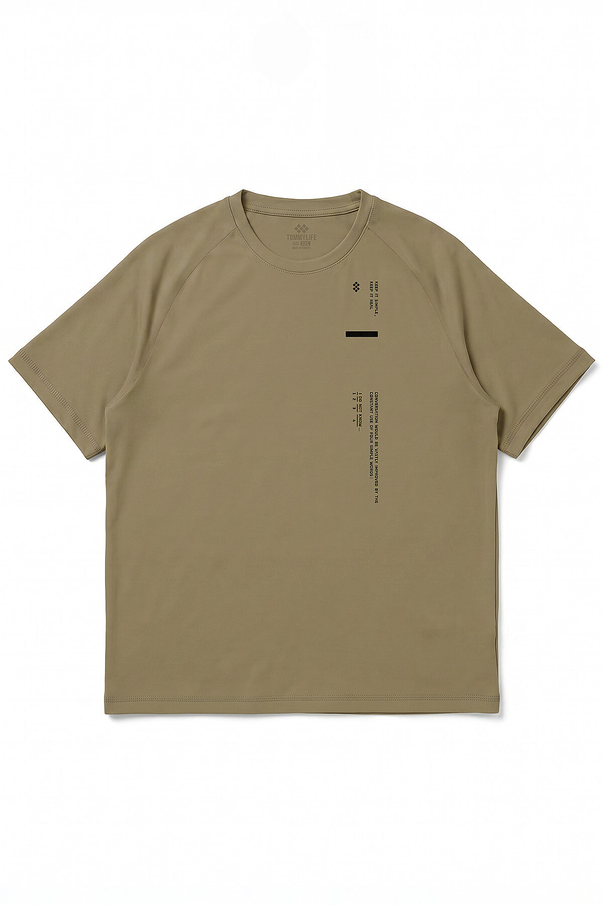 Koyu Bej Baskılı Battal Büyük Beden Kısa Kollu Erkek T-Shirt - 88465 - TOMMYLIFE