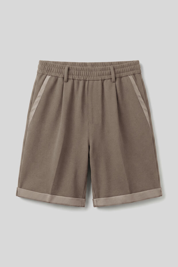 Koyu Bej Oversize Fit Basic Kemer Detaylı Erkek Şort - 81285 - 1