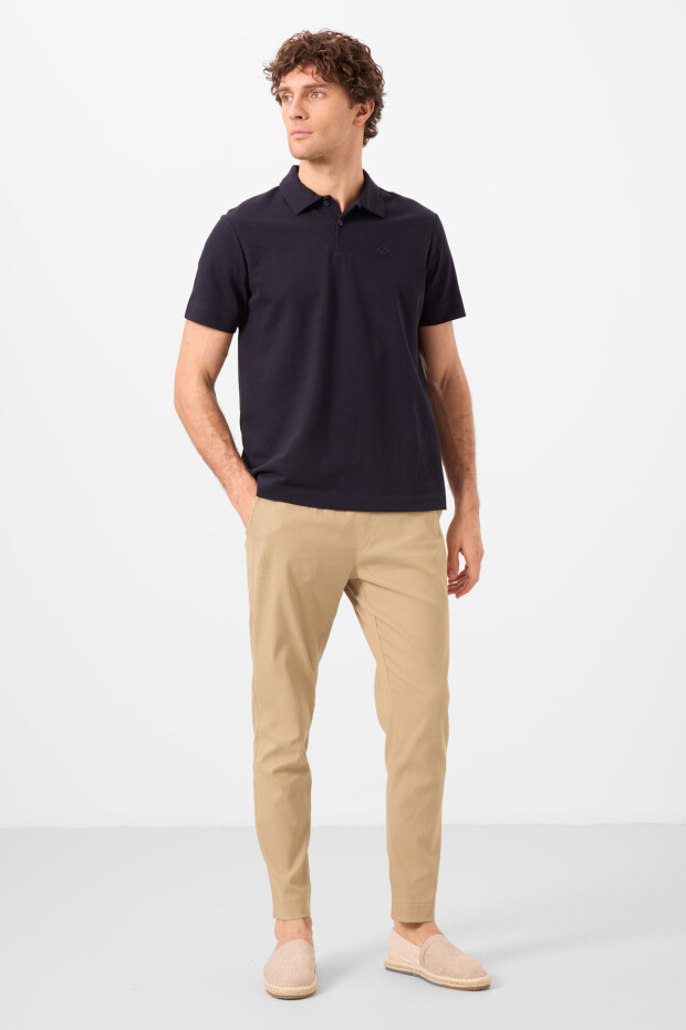 Koyu Bej Standart Fit Dokuma Hafif Esnek Chino Erkek Pantolon - 82177