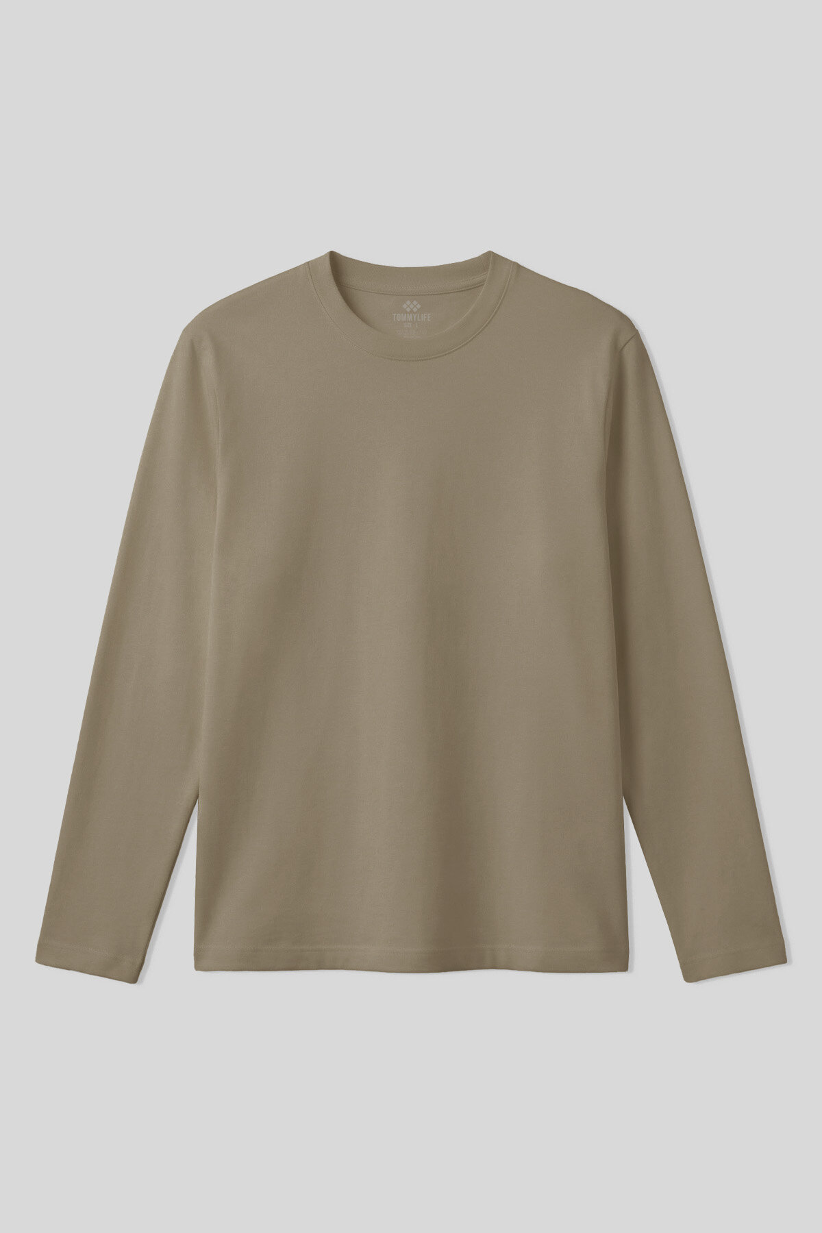 Koyu Bej Standart Fit Basic O Yaka Uzun Kollu İnce Erkek T-Shirt - 87997 - TOMMYLIFE (1)